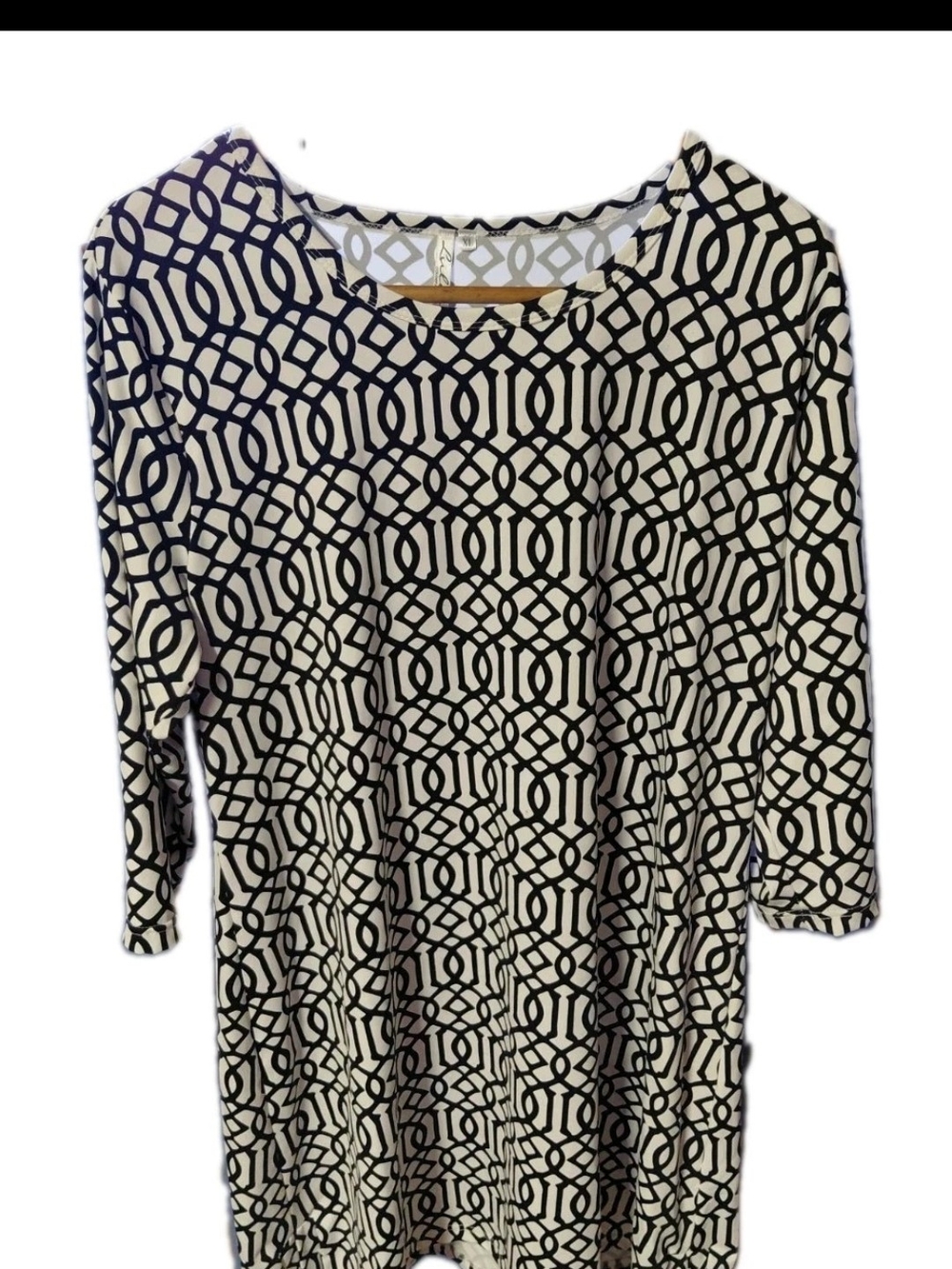LULU-B Dress Womens XL Trellis Two Tone  Geometric Shift Stretch Preppy Beach